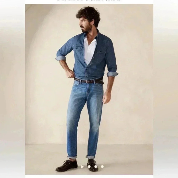 Banana Republic denim two pocket shirt sz L Tall - Picture 5 of 9